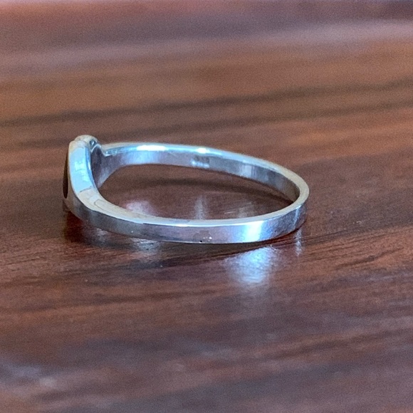 Sterling Silver and Faux Black Onyx Ring - Picture 2 of 7